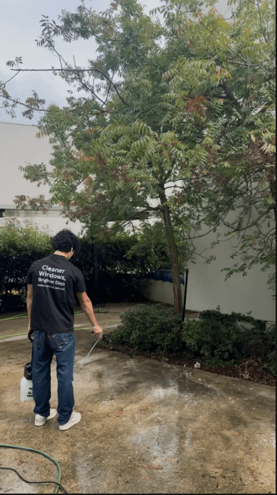 Exterior cleaning in progress on a Canberra home