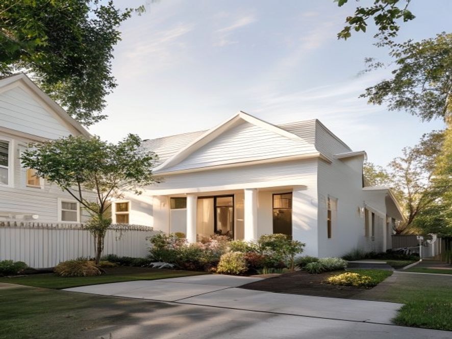 Suburban home exterior after a soft wash
