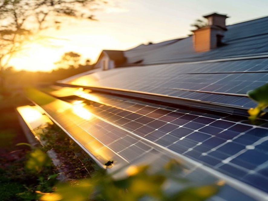 Clean solar panels on a residential roof